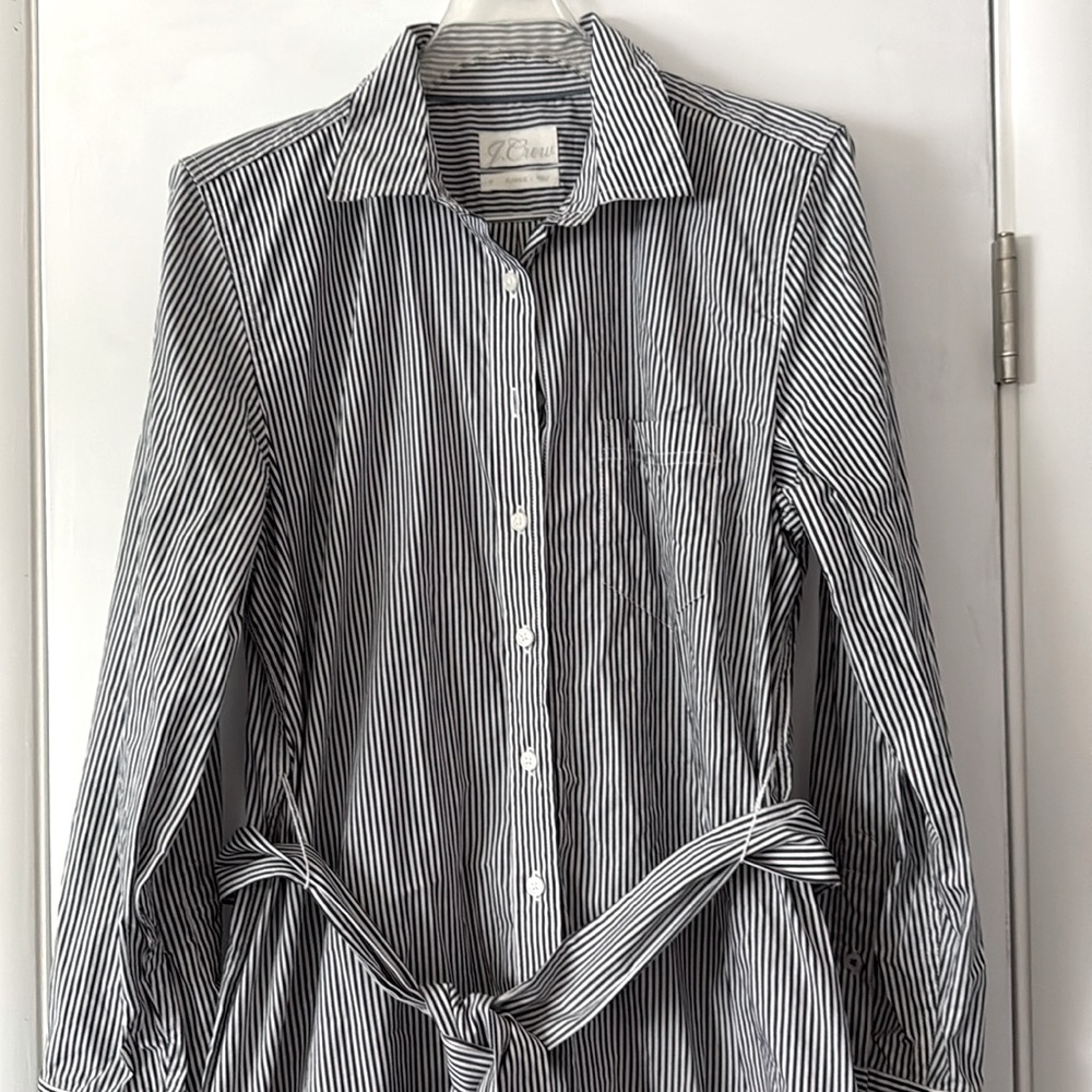J Crew Striped Midi Length Shirt Dress - 10